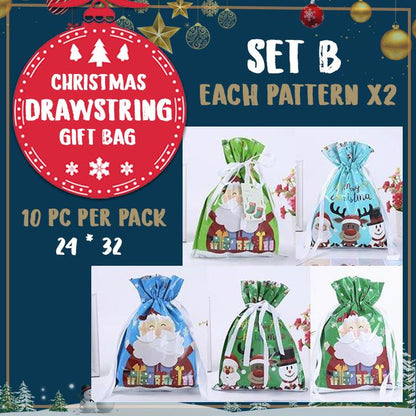 Christmas Drawstring Gift Bag Pack